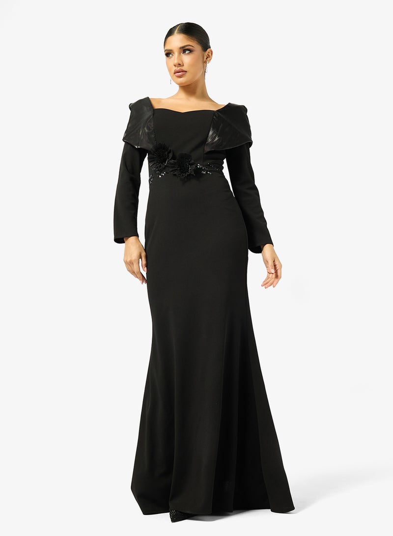 Iyra Full Sleeve Floral Detail Dress - Image 1